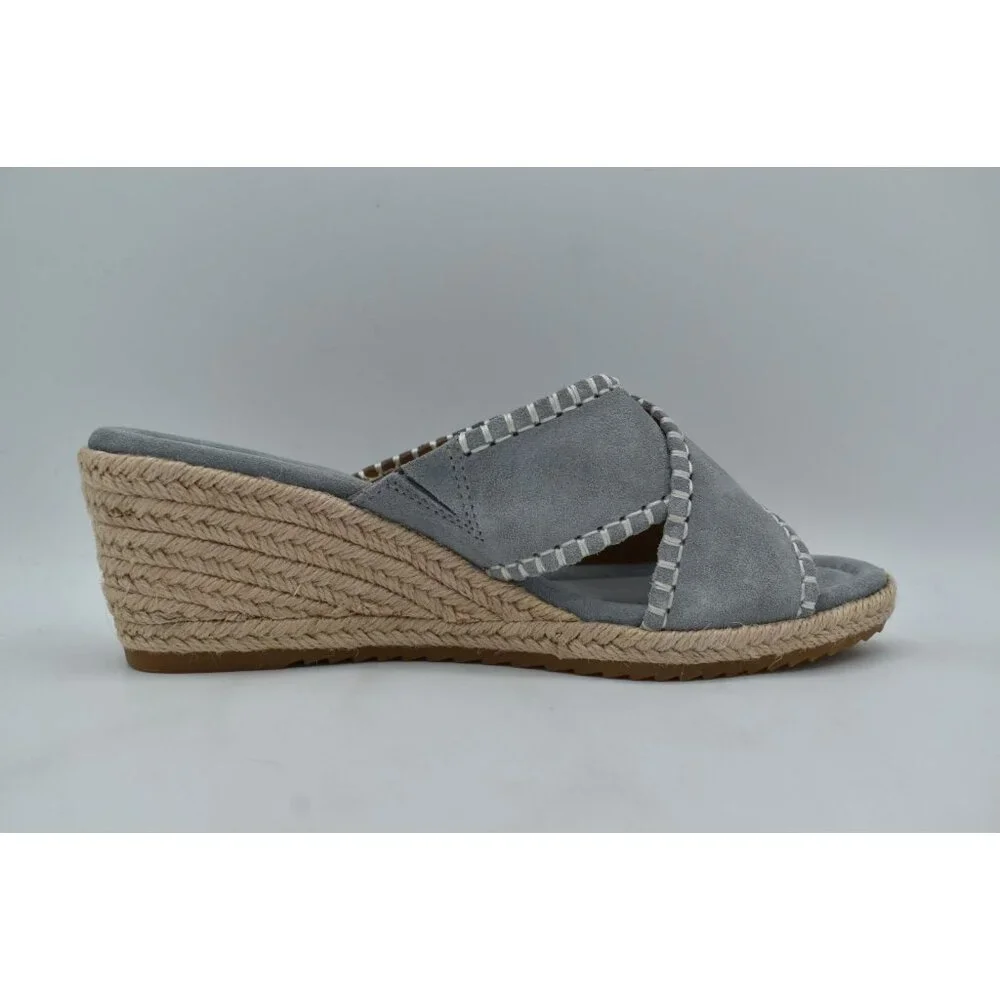 Sofft Women Size 8.5 Indie Blue Chambray Espadrille Wedge Open Toe Sandals Shoes